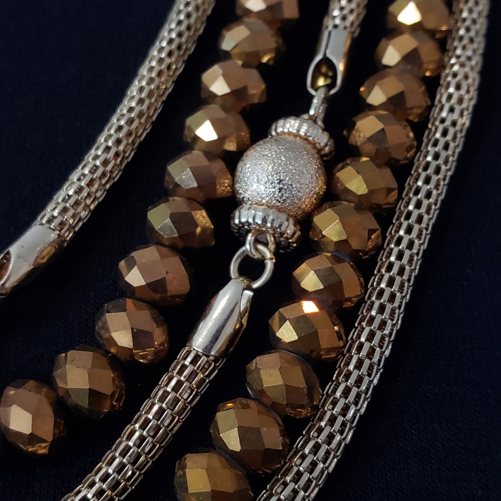 Statement Necklace Multi Strand Crystal Beads - Picture 6 of 8